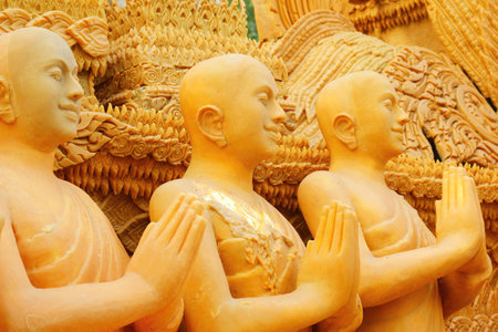 Large wax candles used at the festival.の写真素材