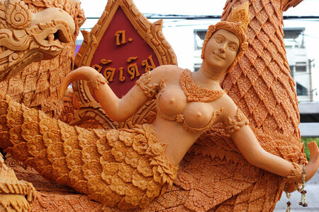 Large wax candles used at the festival.の写真素材