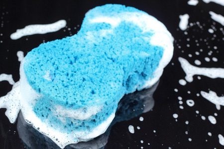 blue sponge  the car for washingの写真素材