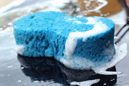 blue sponge  the car for washingの写真素材
