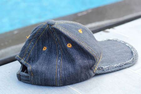 Hat on the swimming poolの写真素材