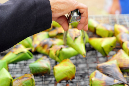 Sticky rice grilled asia foodの写真素材