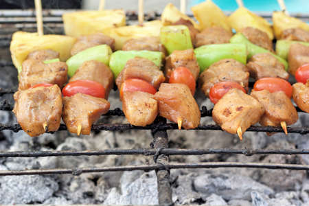 Bar-B-Q or BBQ grill of meatの写真素材