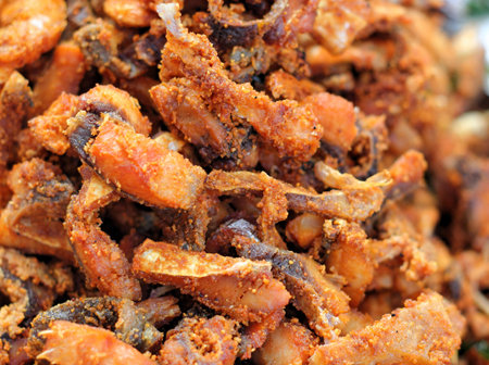 Fish fried in the marketの写真素材