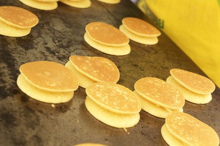 close up making pancake for snackの写真素材
