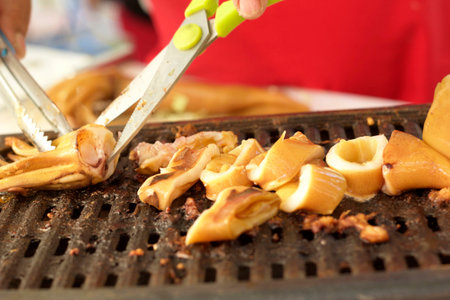 B-B-Q Grilled Squid in the marketの写真素材