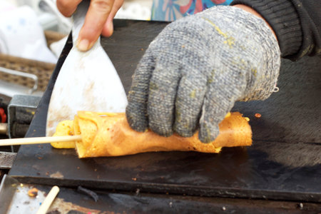 Making pancakeの写真素材