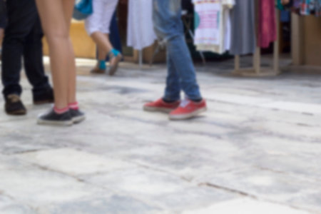 Walking in shoes on pavement in park