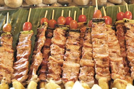 Bar-B-Q or BBQ grill of meatの写真素材