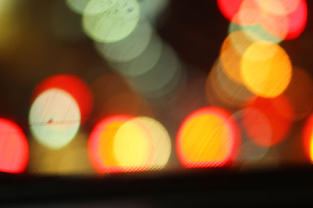 Blurred of car in city at night