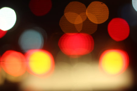 Blurred of car in city at night