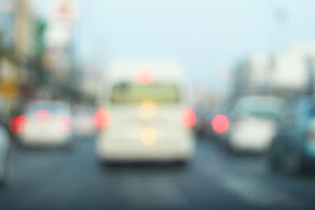 blurred of car on roadの写真素材