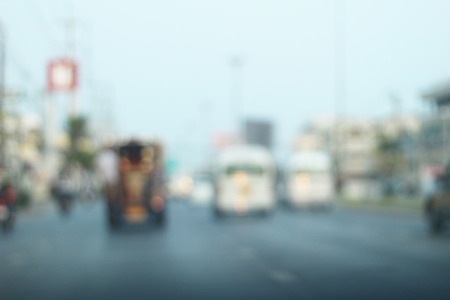 blurred of car on roadの写真素材