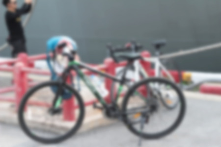 vintage bicycle on the roadの写真素材