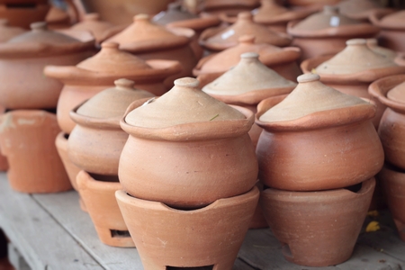 Earthenware brown for sale in Asiaの写真素材