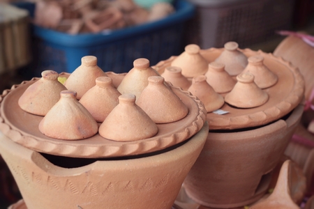 Earthenware brown for sale in Asiaの写真素材