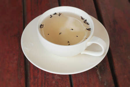 hot tea in the cupの写真素材