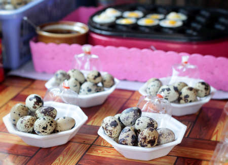 Quail eggs at the marketの写真素材