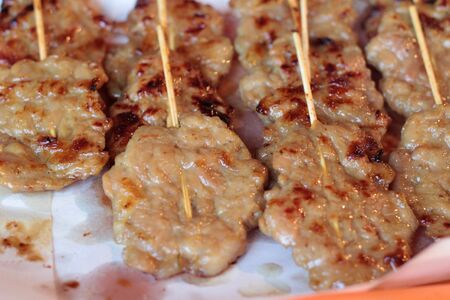 Bar-B-Q pork at the marketの写真素材