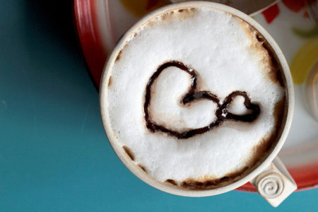 latte coffee with heart shape