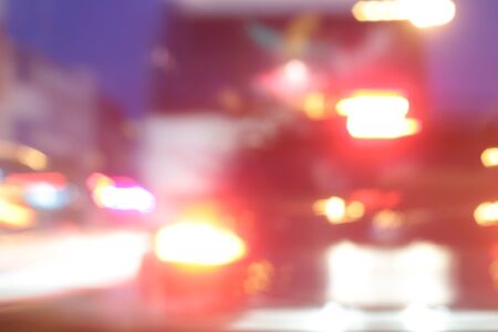 light background of car in city at nightの写真素材