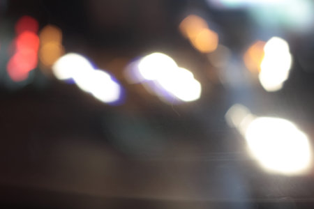 light background of car in city at night