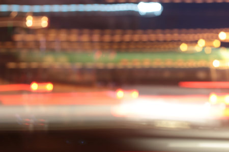 light background of car in city at night