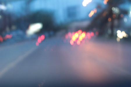 light background of car in city at night