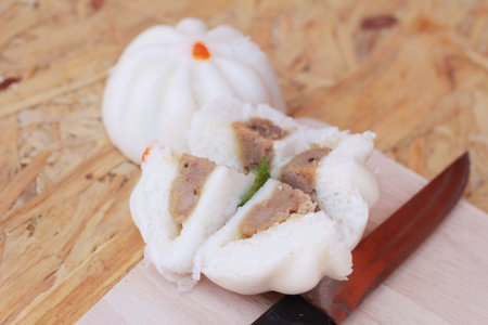 steamed pork buns chinese dim sum.