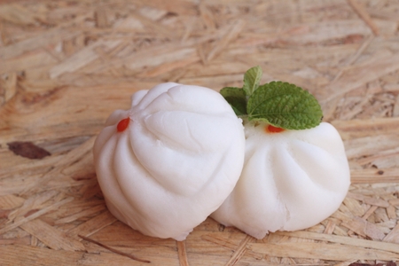 steamed pork buns chinese dim sum.の写真素材