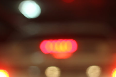 Blurred of car in city at night