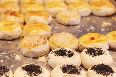 Chinese moon cake at the marketの写真素材