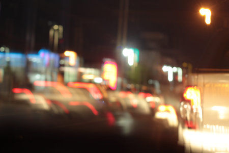 light background of car in city at night