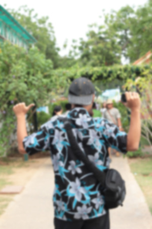 blurred of people in the parkの写真素材