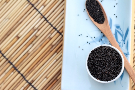 Basil seeds for fiber beverage and raw seedの写真素材