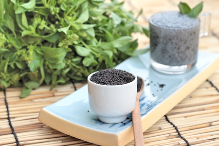 Basil seeds for fiber beverage and raw seedの写真素材