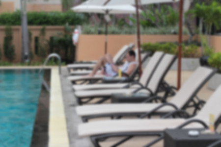 Sun deck with a swimming pool.の写真素材