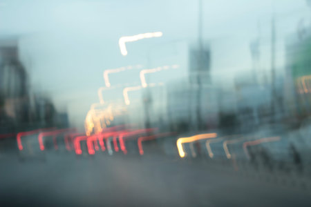 light background of car in city at night