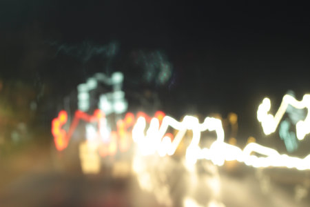 light background of car in city at night