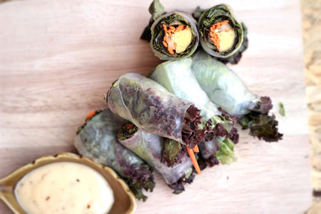 Vegetable salad wrapped into spring rolls delicious