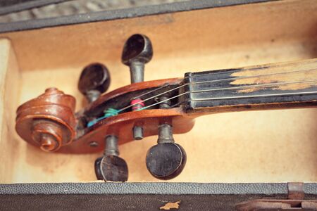 close-up violin in vintage styleの写真素材
