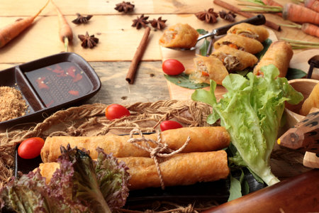 Fried spring rolls traditional for appetizer food