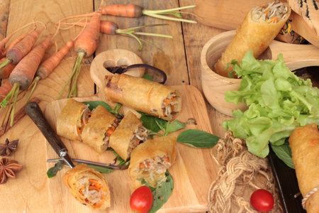 Fried spring rolls traditional for appetizer food