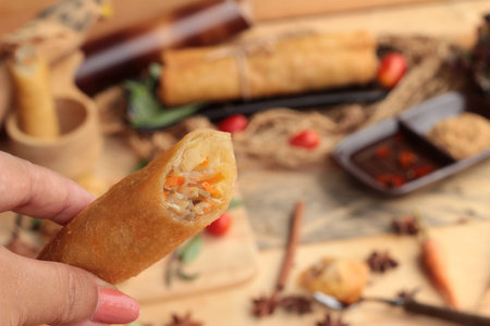 Fried spring rolls traditional for appetizer food