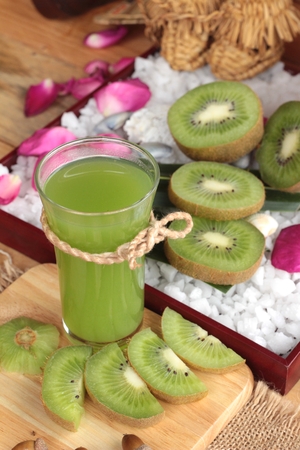 Kiwi fruit juicy green and kiwi juice deliciousの写真素材