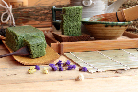 Green tea cake japanese dessert and green tea
