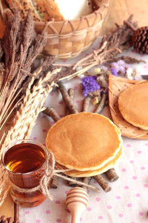 sweet pancake with honey of deliciousの写真素材