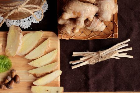 Ginger water of herb and fresh ginger with honeyの写真素材