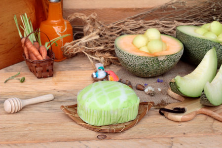 Cantaloupe melon fruit juicy and Melon cake