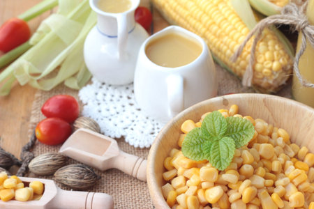 Corn milk and fresh sweet corn juice delicious